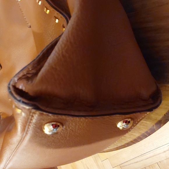 Michael Kors Hamilton SATCHEL PURSE Neutral Cognac Gorgeous Gold - Picture 7 of 10